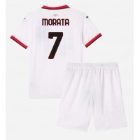 Camiseta AC Milan Alvaro Morata #7 Segunda Equipación Replica 2024-25 para niños mangas cortas (+ Pantalones cortos)